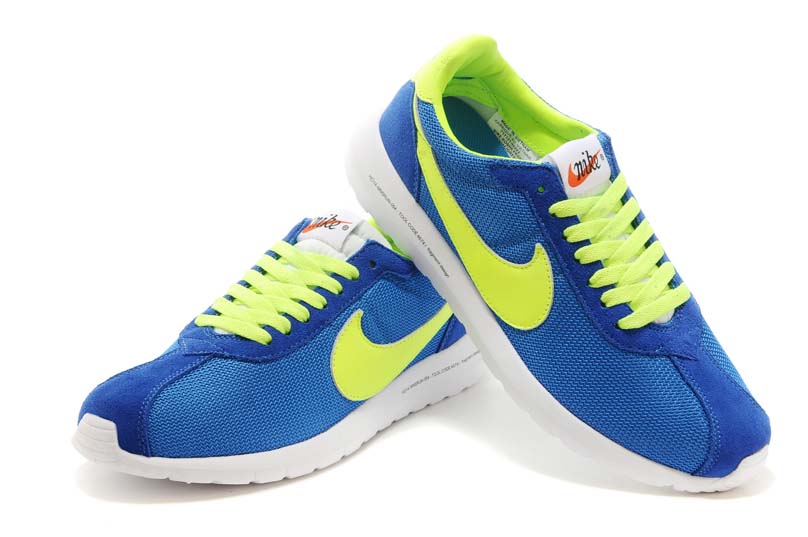 nike roshe run 2015 bleu cuir de maille olympique chaussures jaunes (1)